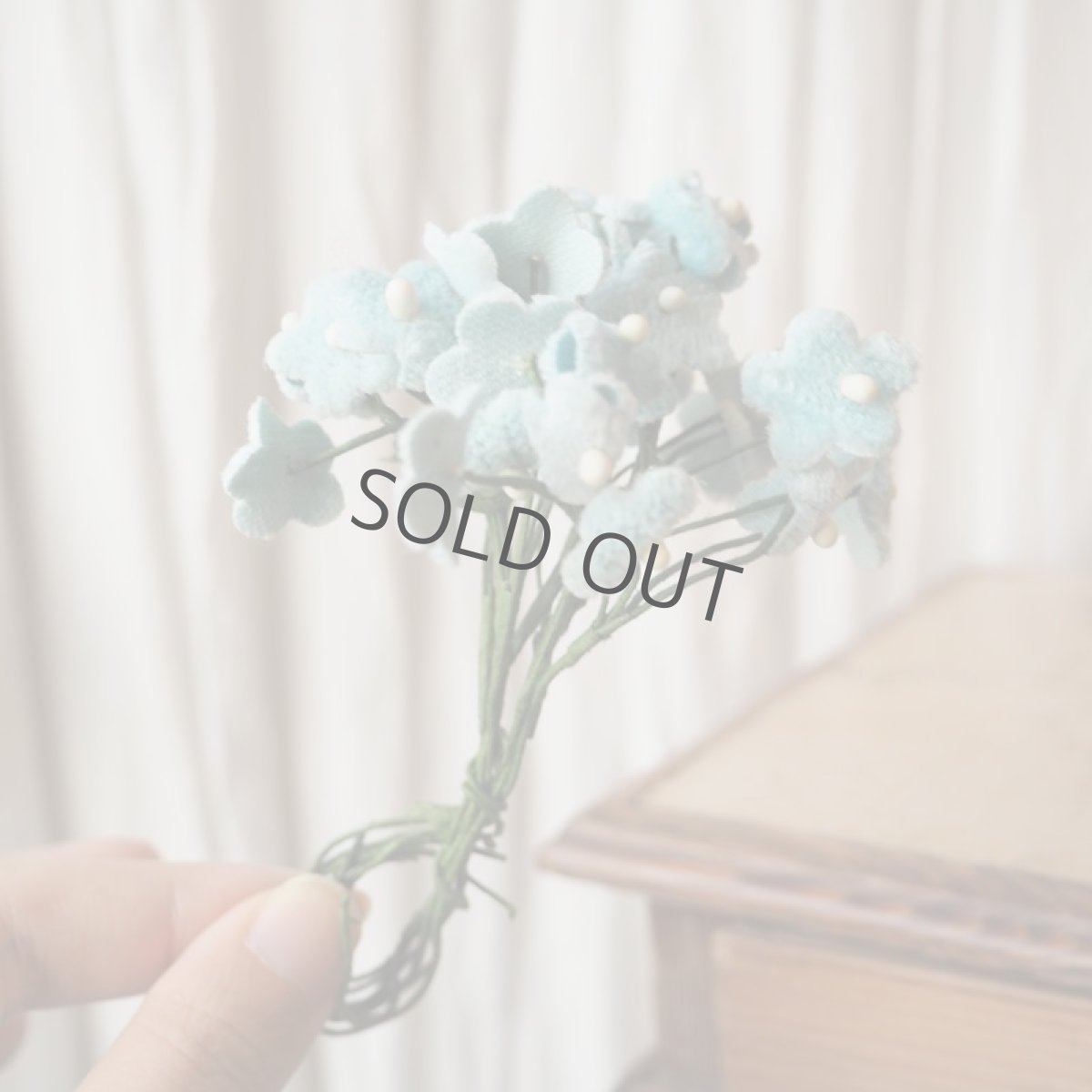 画像5: 布花　青い小花の花束/コサージュ (5)