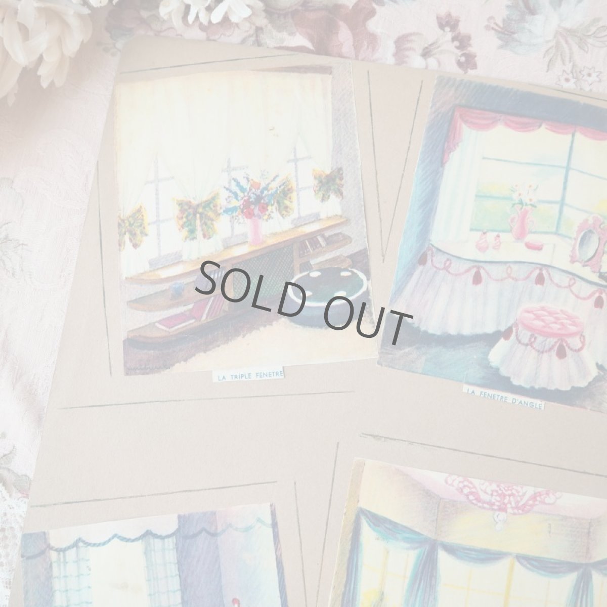 画像2: フランス1950年代可愛いインテリアコラージュ/レースカーテン (2)