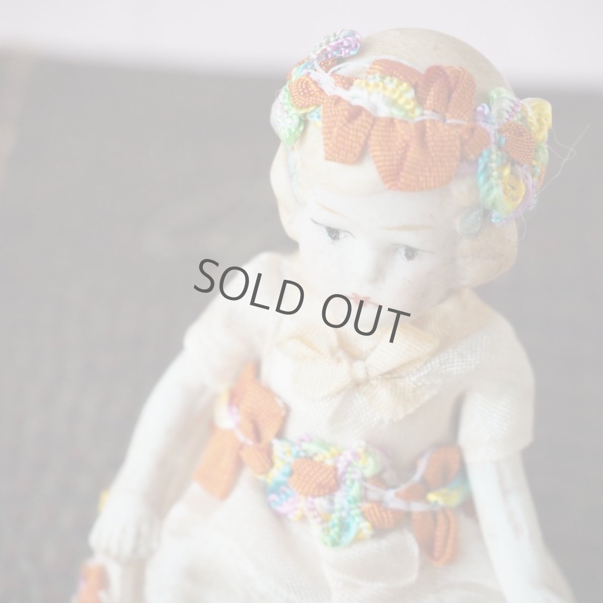 画像11: オレンジ色リボンのビスクドール／ミニョネット (11)