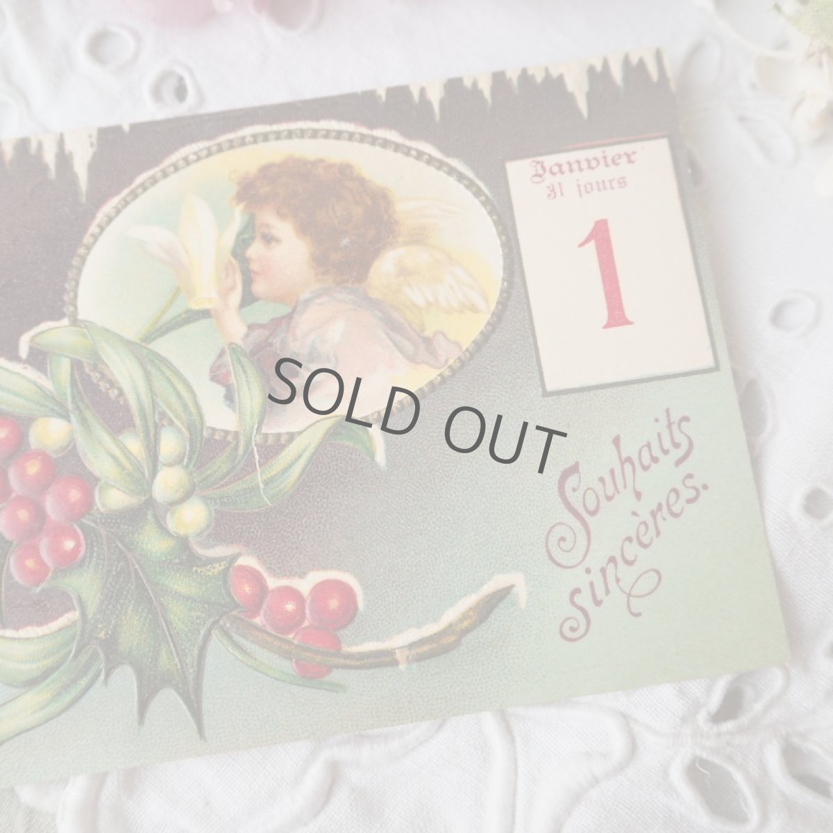 画像3: 赤い実の柊と天使のクリスマスカード (3)