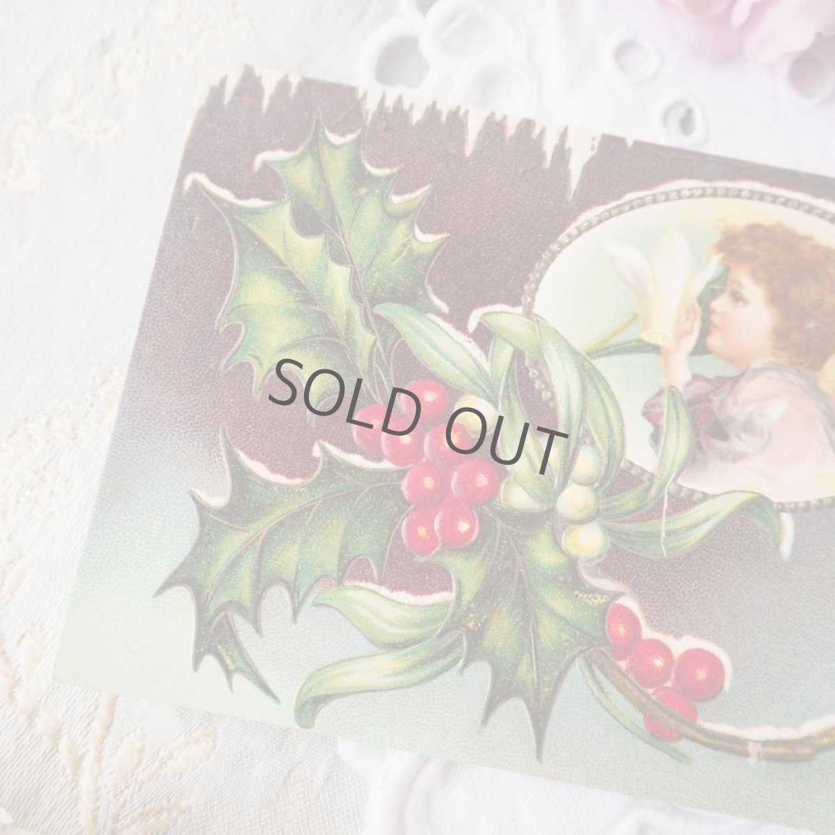 画像2: 赤い実の柊と天使のクリスマスカード (2)