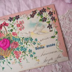 画像3: ピンクの薔薇と花籠、鳩のカード (3)