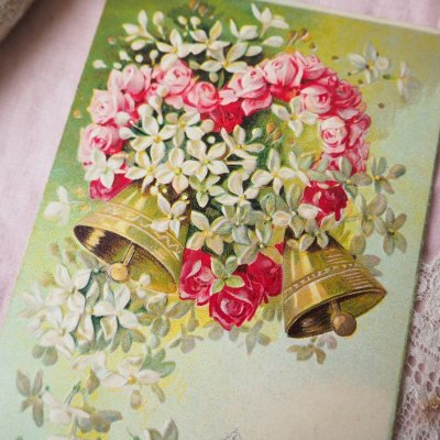 画像1: ハートの薔薇とベルのカード