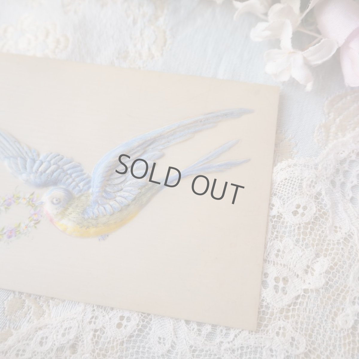 画像3: セルロイド、青い鳥と花冠のカード (3)