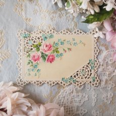 画像1: ピンクの薔薇と忘れな草のカード (1)