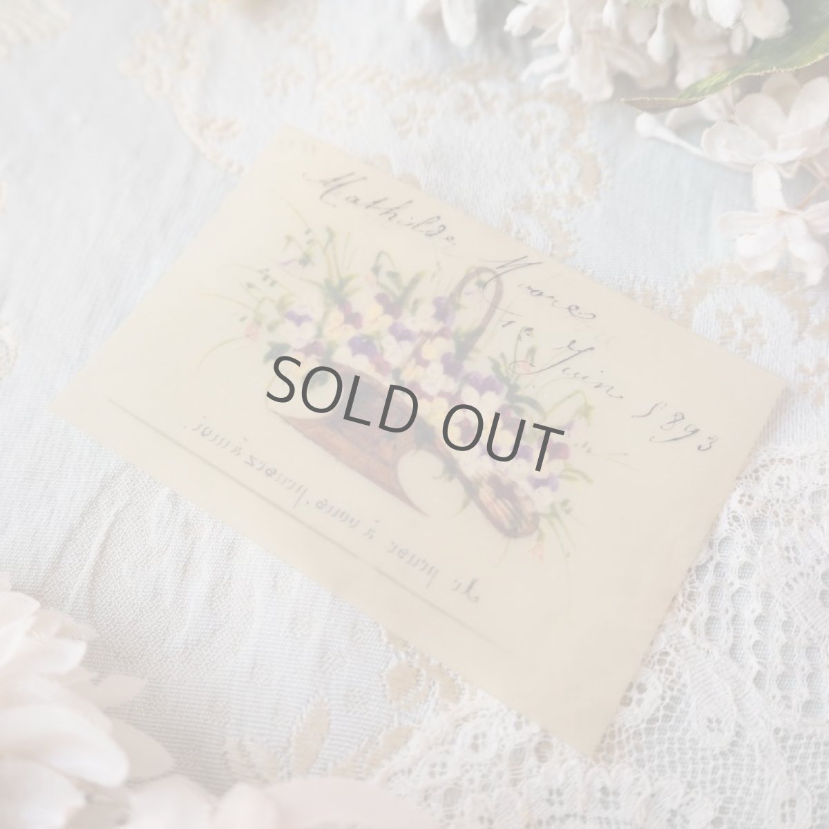 画像4: セルロイド、手描きの花籠パンジーのカード 1893年 (4)