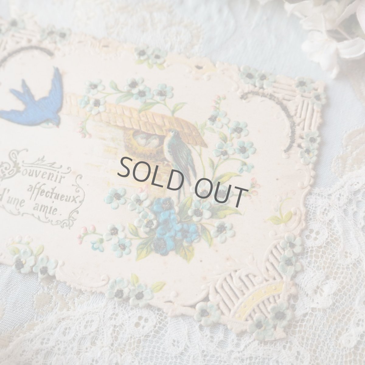 画像3: シルク飾り、忘れな草と青いツバメのカード (3)