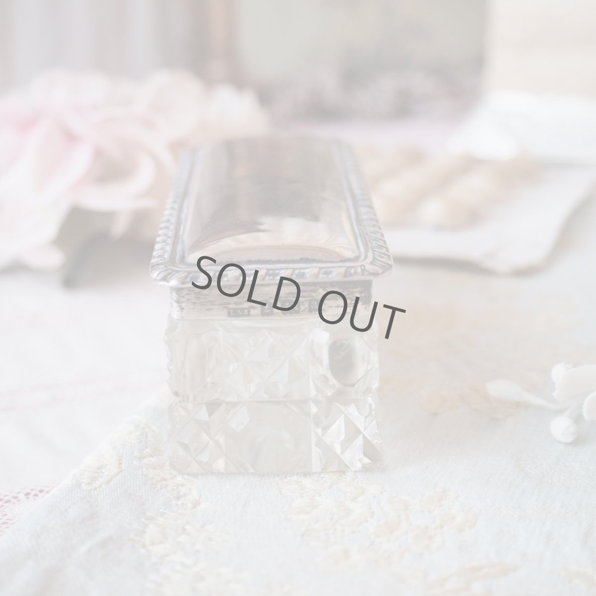 画像8: シルバー製蓋付きガラスの小物入れ/一部欠け有り(セール品) (8)