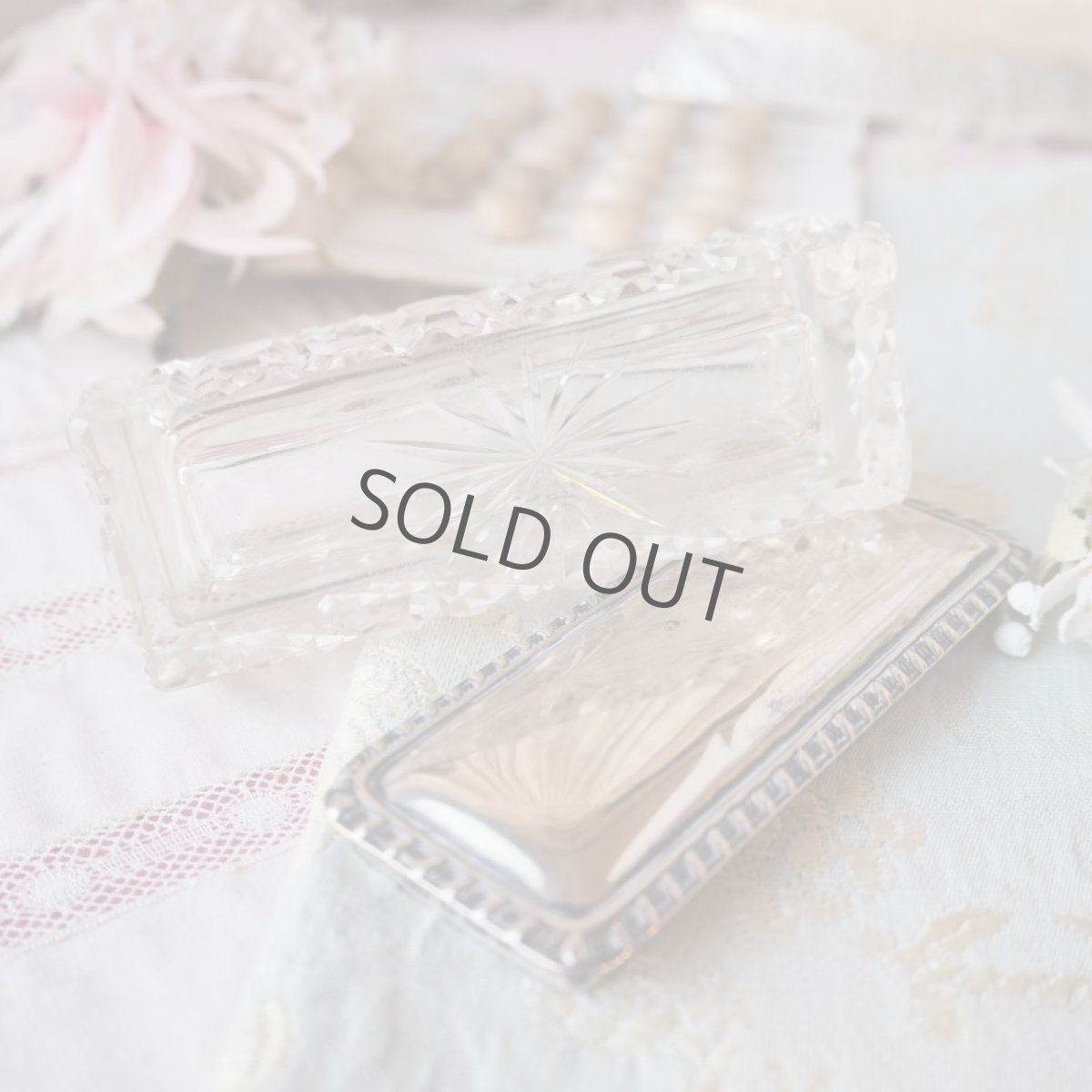 画像11: シルバー製蓋付きガラスの小物入れ/一部欠け有り(セール品) (11)