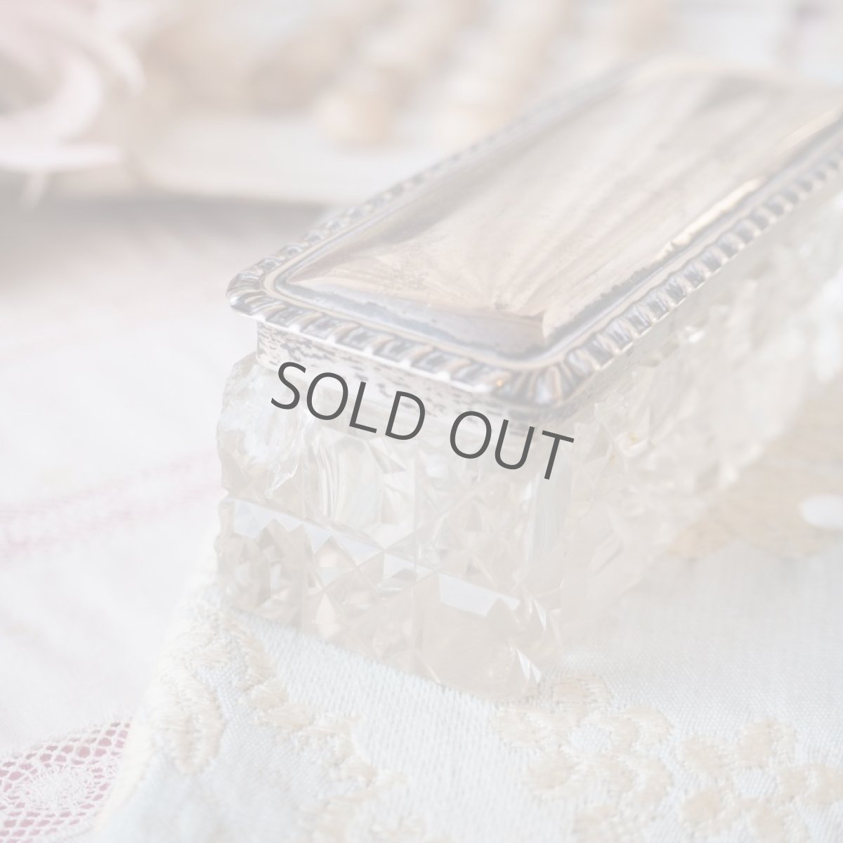 画像5: シルバー製蓋付きガラスの小物入れ/一部欠け有り(セール品) (5)