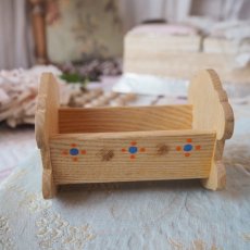 画像5: 小さなドール用揺り籠木製のベッド (5)