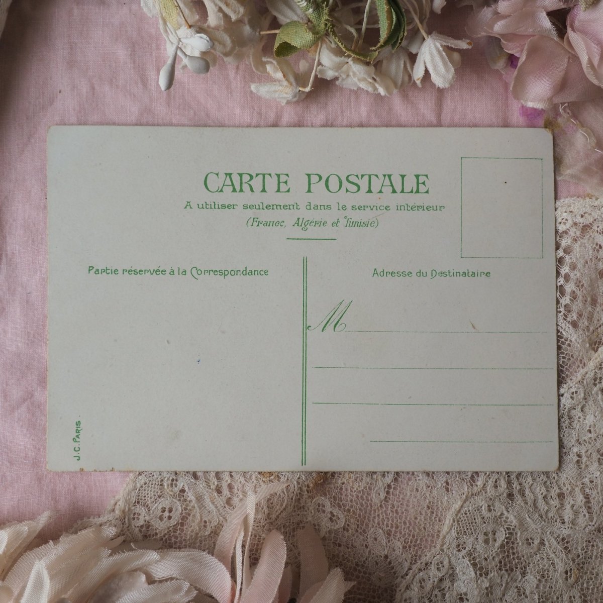 画像4: 鈴蘭と薔薇の花車のポストカード/金彩縁加工 (4)