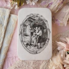 画像1: 少女とツバメの絵柄、ドラジェの紙箱/砂糖菓子の入れ物 (1)