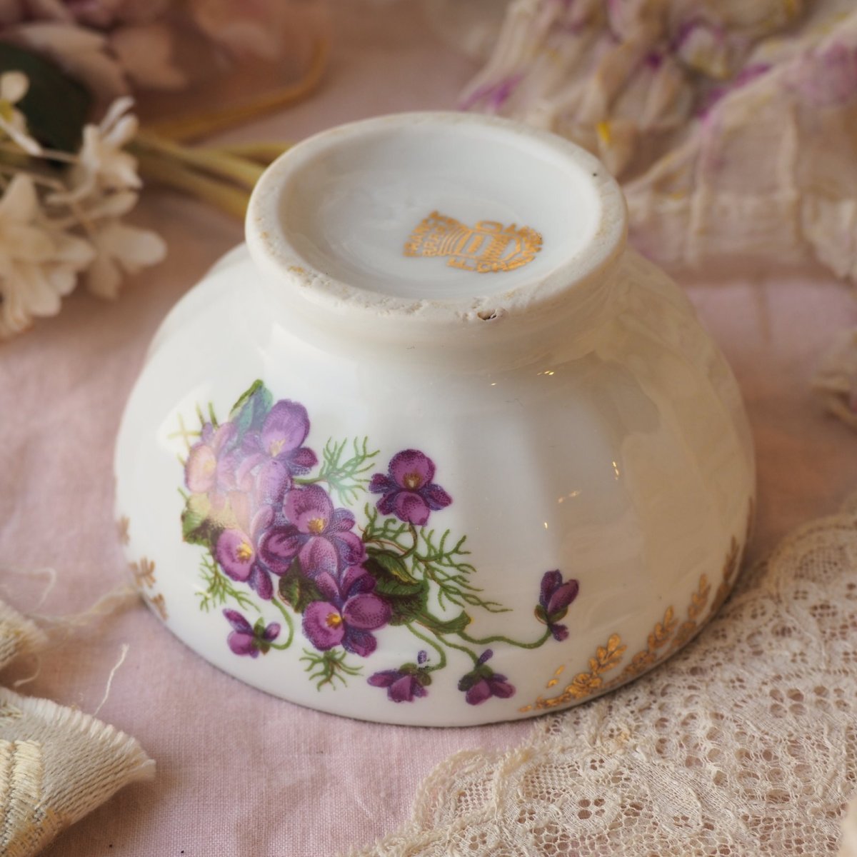 画像8: 小さなカフェオルボウル、スミレの花柄 (8)