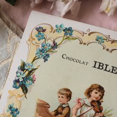 画像2: チョコレート広告クロモカードIBLED/バイオリンを弾く少女 (2)