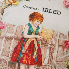 画像6: 鳥籠を持つ少女IBLED/チョコレート広告クロモカード (6)
