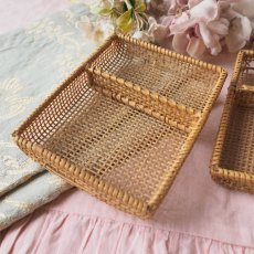 画像2: 仕切りの付いた編みカゴ/ドール用小物入れ2個セット (2)