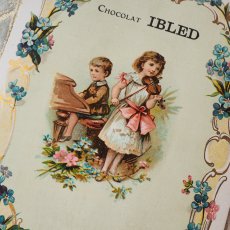 画像6: チョコレート広告クロモカードIBLED/バイオリンを弾く少女 (6)