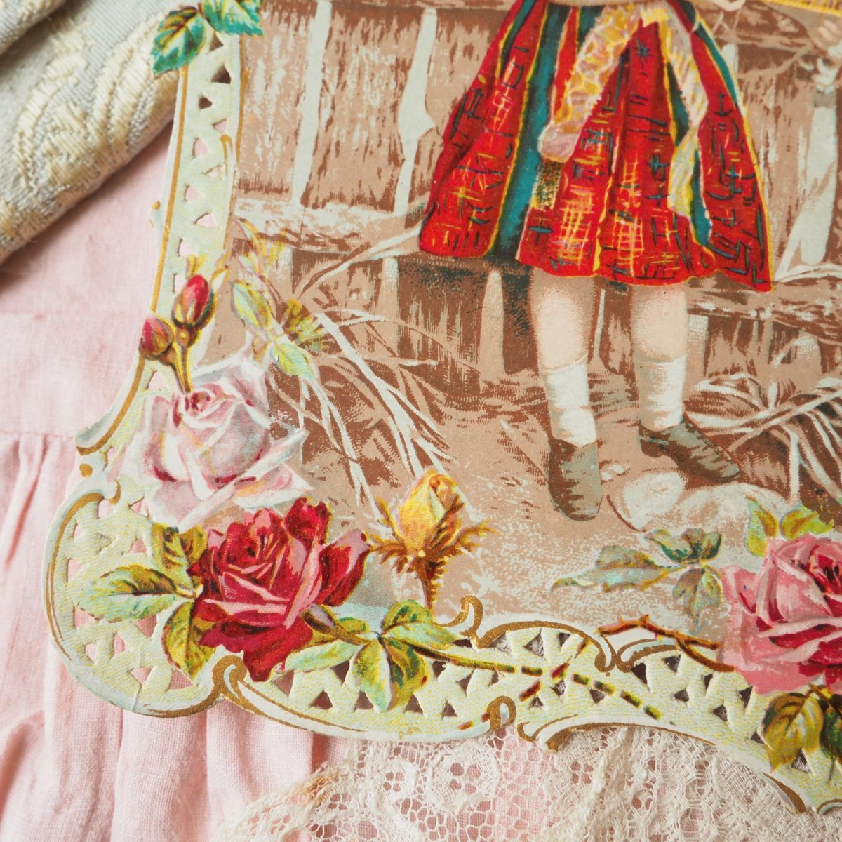 画像4: 鳥籠を持つ少女IBLED/チョコレート広告クロモカード (4)