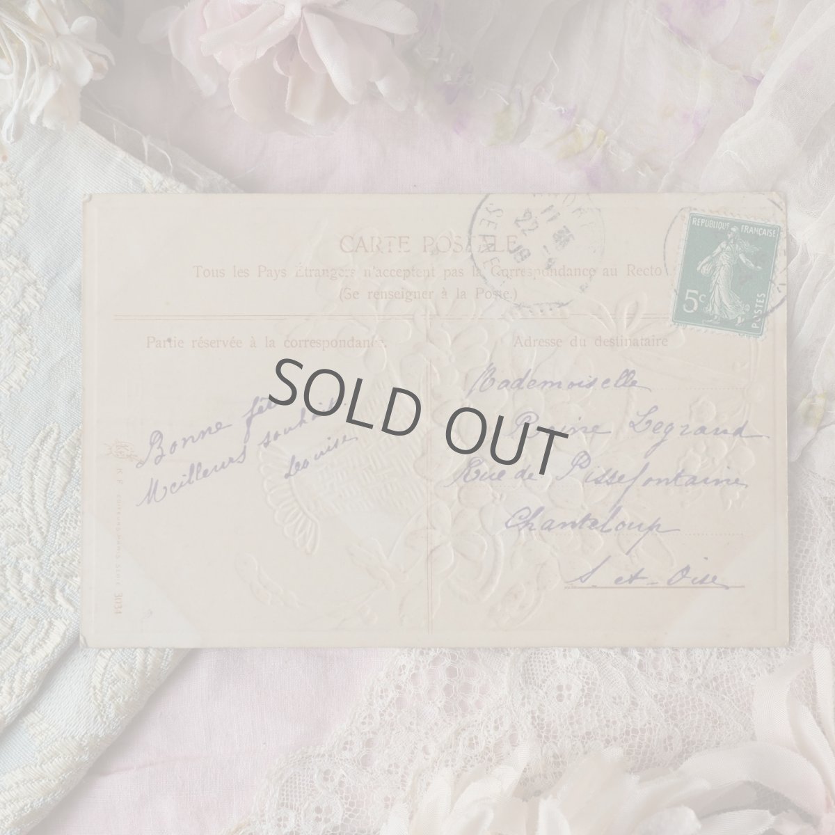 画像5: スミレの花籠パニエと薄紫のリボンのカード (5)