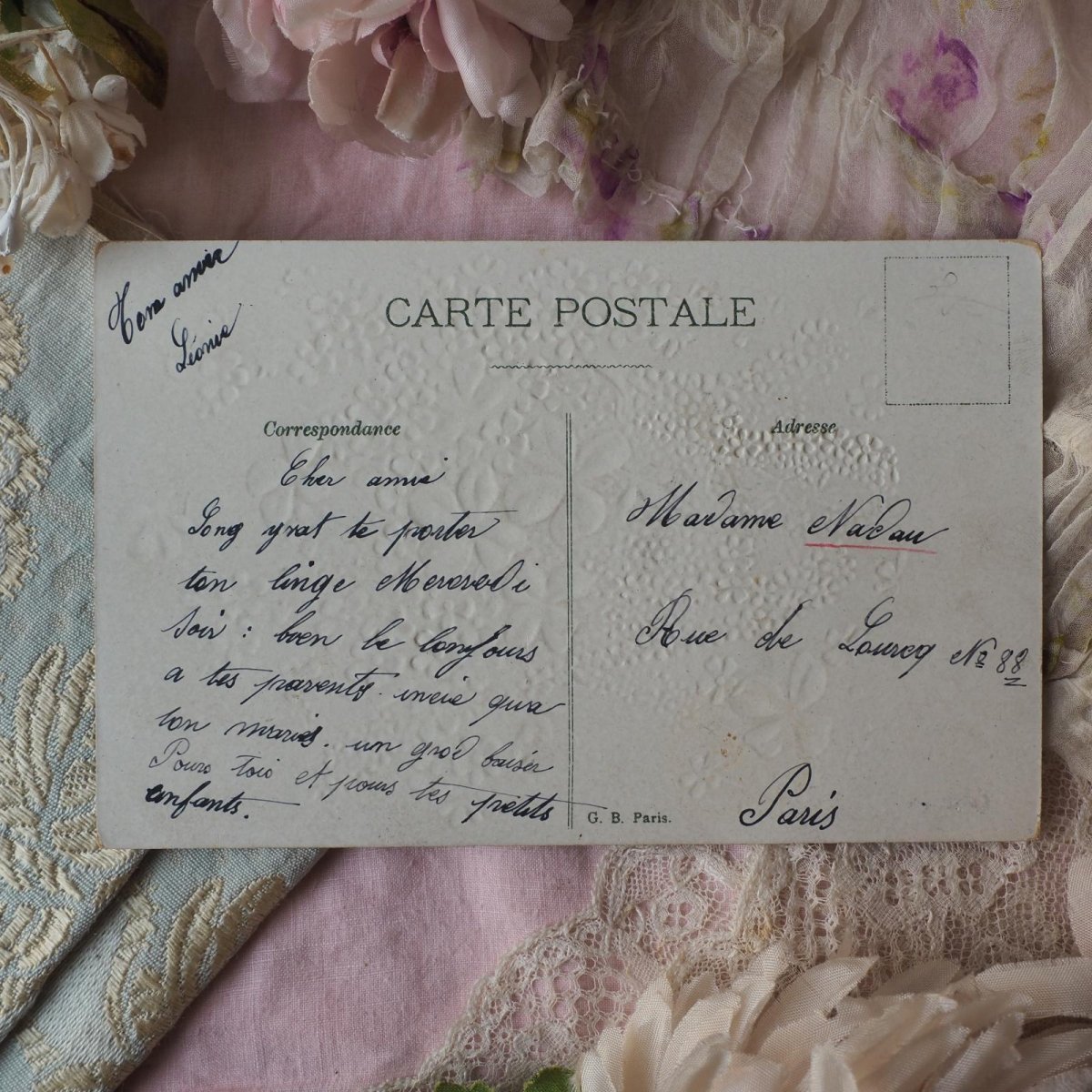 画像5: クローバーと勿忘草の花車のカード (5)