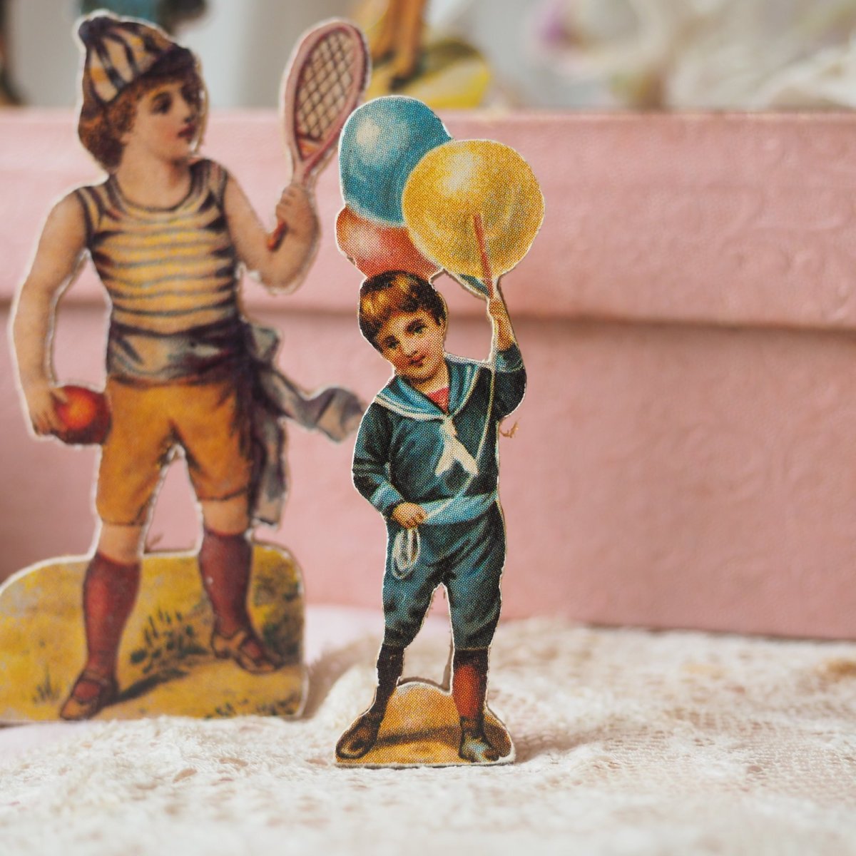 画像4: レアなクロモカードフィギュア7個セット/木製の小さなお人形 (4)