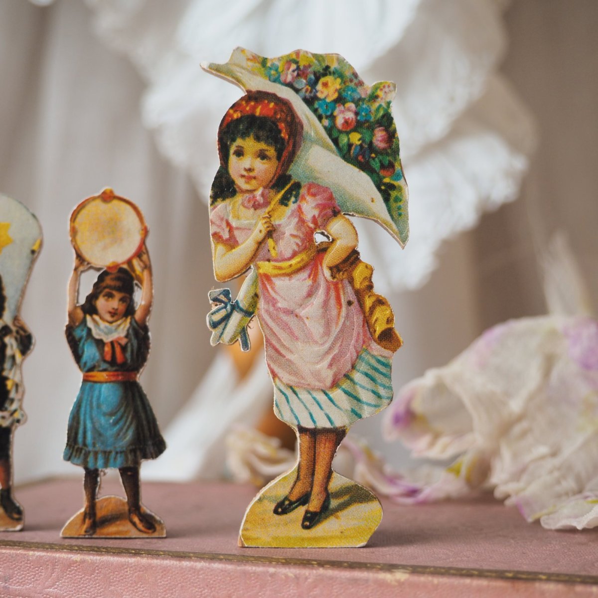 画像6: レアなクロモカードフィギュア7個セット/木製の小さなお人形 (6)