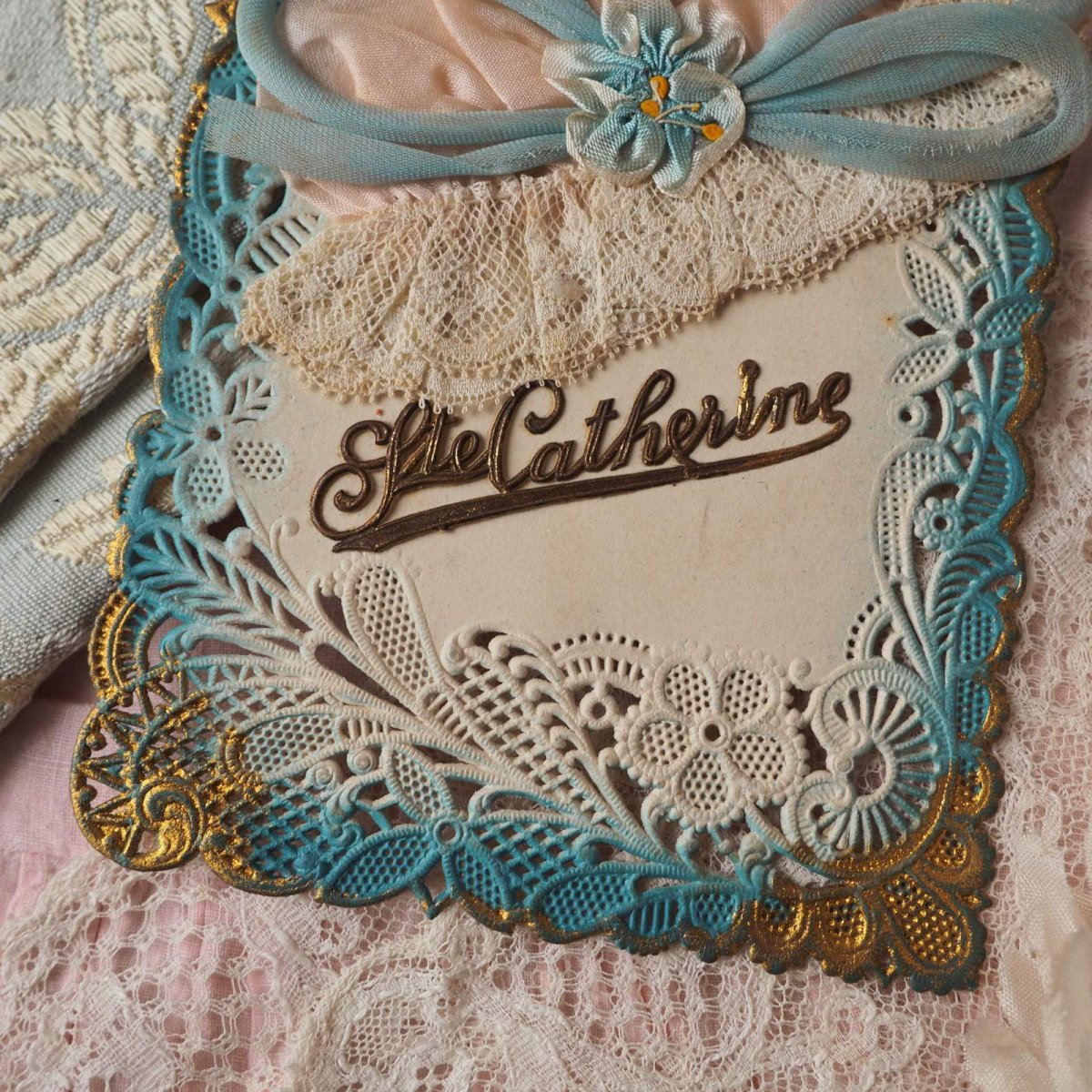 画像3: 透かし模様シルクのボネとリボン飾りのボネカード (3)