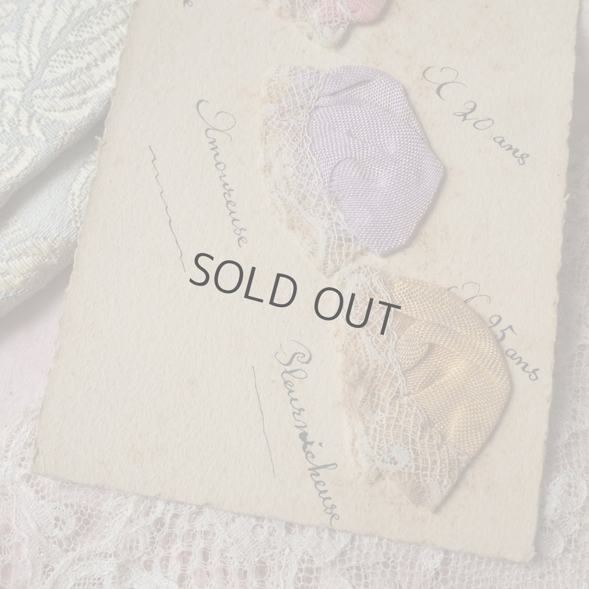 画像3: ピンク、パープル、イエローのボネカード/レース付き未使用品 (3)