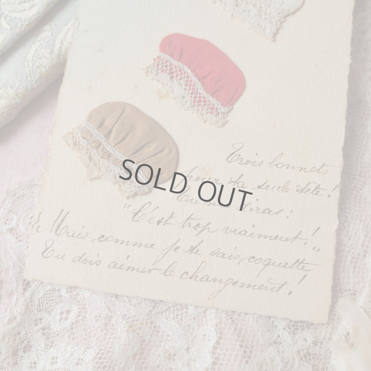 画像3: 3色レースと布のボネカード/薄いブルーのグラデーション (3)