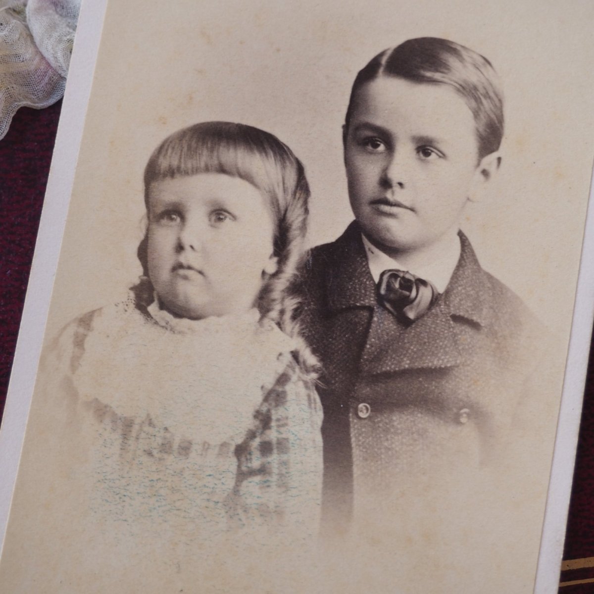 画像2: モノクロ肖像写真フォトカード/兄妹子供達 (2)