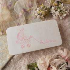 画像1: 白いドラジェBOX、乳母車とエンボスピンク色文字Bapteme紙箱 (1)