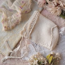 画像1: ベビーorドール用ボネ、クロシェ手仕事 (1)