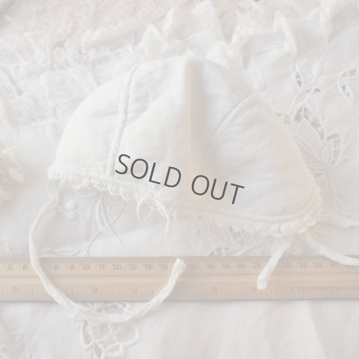 画像7: 白いコットン厚手の可愛いベビーorドール用ボネ (7)