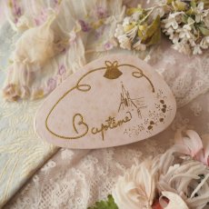 画像1: 薄いピンク色のドラジェBOX、教会と文字の紙箱 (1)