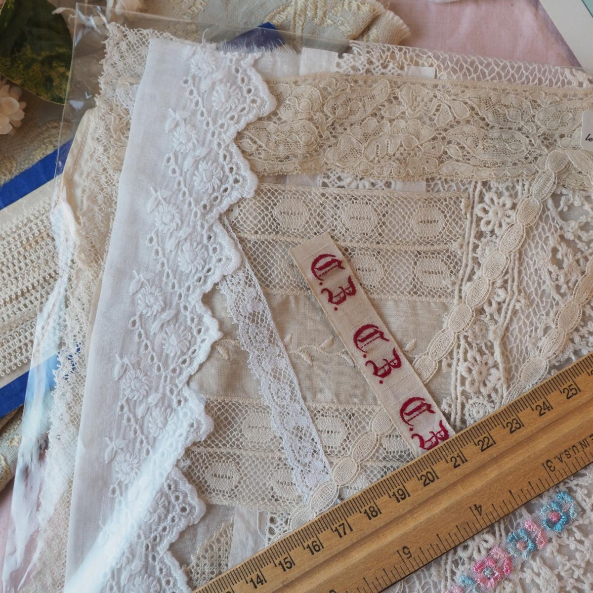 画像2: お楽しみレースのセット/オーガンジー襟パーツ、ロココリボン (2)