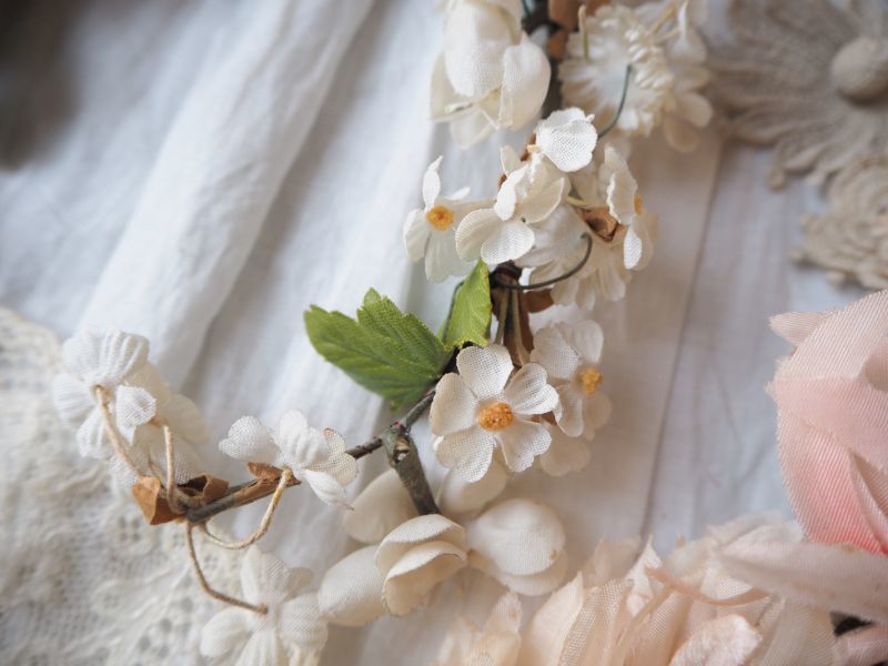 白い小花の布花ティアラ/ドール用 décoration・飾り